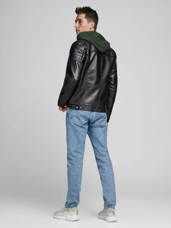 Jack & Jones Kurtka z imitacji skóry Rocky 12147218 Czarny Regular Fit