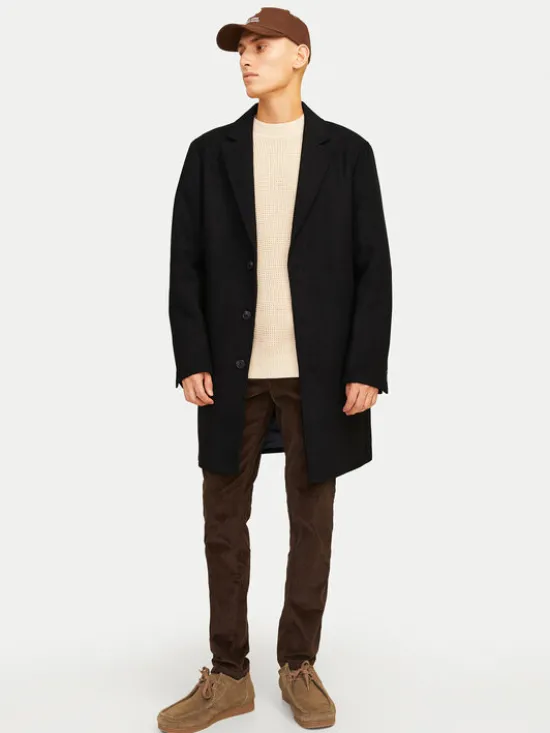 Jack & Jones Płaszcz wełniany Harris 12263845 Czarny Regular Fit