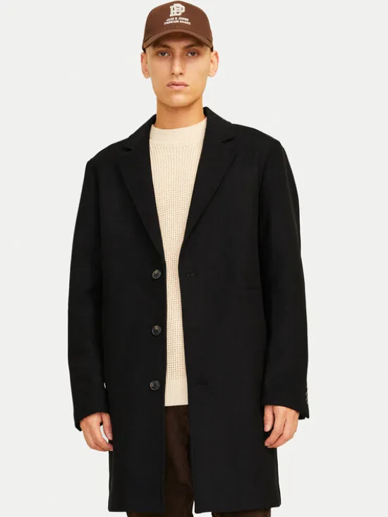 Jack & Jones Płaszcz wełniany Harris 12263845 Czarny Regular Fit