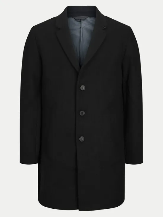 Jack & Jones Płaszcz wełniany Harris 12263845 Czarny Regular Fit