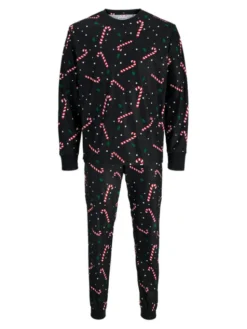 Jack & Jones Piżama Tristan 12285375 Czarny Loose Fit