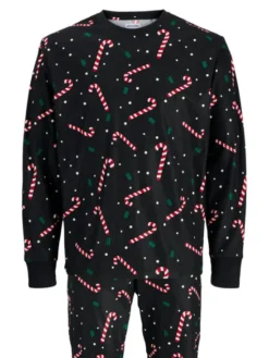 Jack & Jones Piżama Tristan 12285375 Czarny Loose Fit