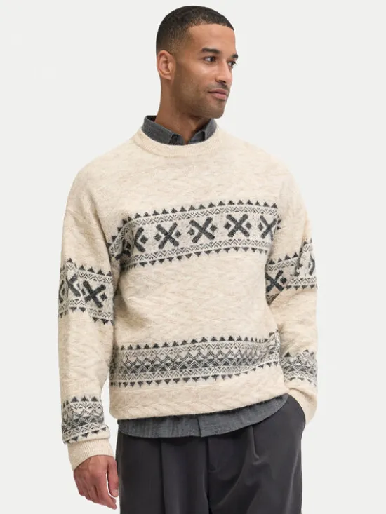 Jack & Jones Sweter Blumax 12286244 Beżowy Relaxed Fit