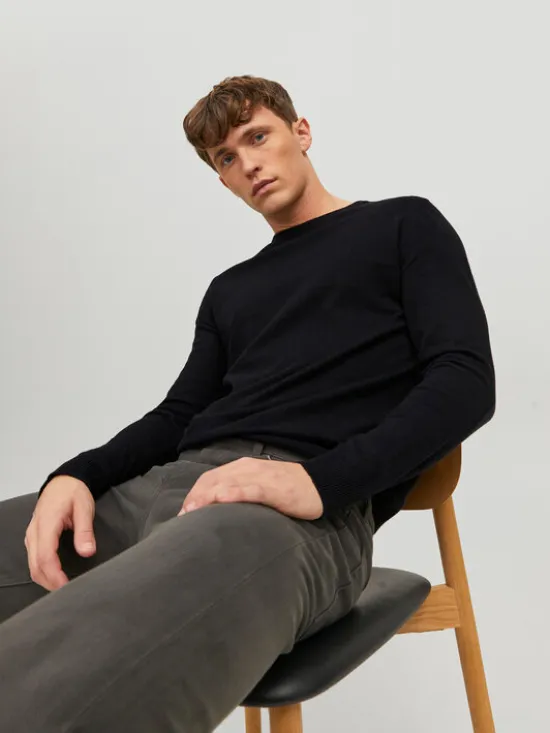 Jack & Jones Sweter Emil 12208364 Czarny Regular Fit