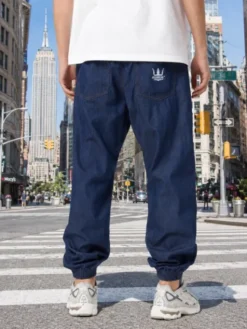 Jigga Wear Jeansy elastyczne na gumce dzins cienkie wygodne 132719 Niebieski Regular Fit