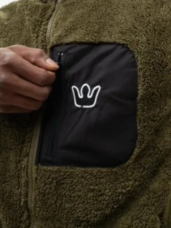 Jigga Wear Kamizelka Bezrękawnik Polar Miś Sherpa Męski Oliwkowy Vest L Khaki Regular Fit