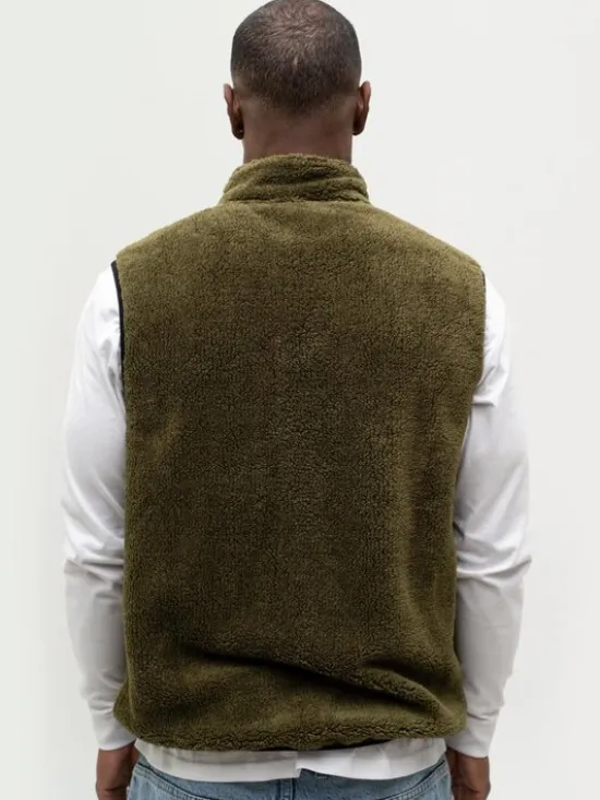 Jigga Wear Kamizelka Bezrękawnik Polar Miś Sherpa Męski Oliwkowy Vest L Khaki Regular Fit