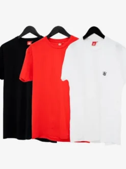 Jigga Wear Komplet t-shirtów Zestaw 3 T-Shirtów Jigga Wear Mini Crown Czarna / Biała / Czerwona 2XL Czerwony Regular Fit