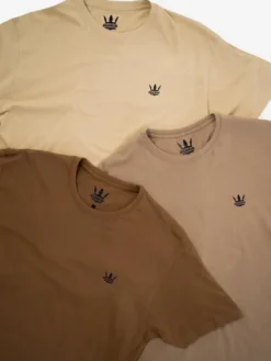 Jigga Wear Komplet t-shirtów Zestaw 3 T-Shirtów Jigga Wear Mini Crown Ciemno Brązowa / Brązowa / Beżowa M Beżowy Regular Fit
