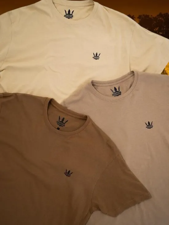 Jigga Wear Komplet t-shirtów Zestaw 3 T-Shirtów Jigga Wear Mini Crown Ciemno Brązowa / Brązowa / Beżowa M Beżowy Regular Fit