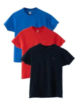 Jigga Wear Komplet t-shirtów Zestaw 3 T-Shirtów Niebieski / Czerwony / Granatowy Jigga Wear Tonal Crown L Czarny Regular Fit
