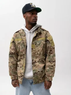 Jigga Wear Kurtka wielofunkcyjna Moro Camo Wojskowa bluza taktyczna do mundur ripstop 129990 Beżowy Regular Fit