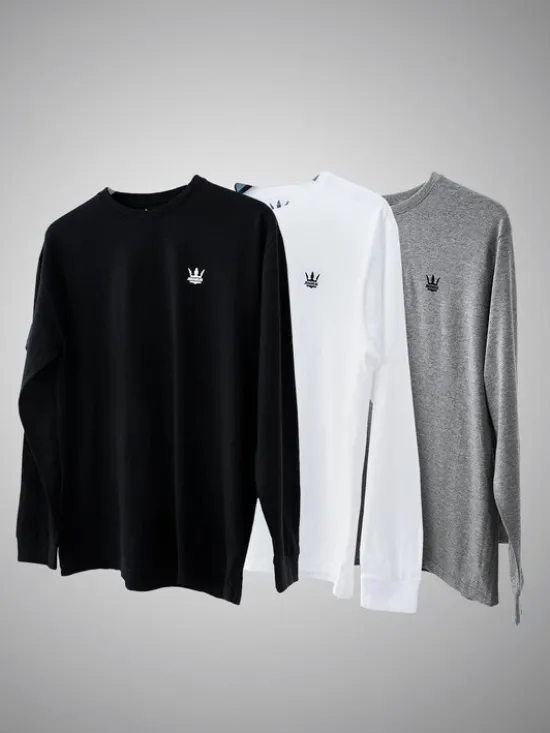 Jigga Wear Longsleeve Koszulka Z Długim Rękawem Jigga Wear Mini Crown Czarna / Biała / Szara 3XL Czarny Regular Fit