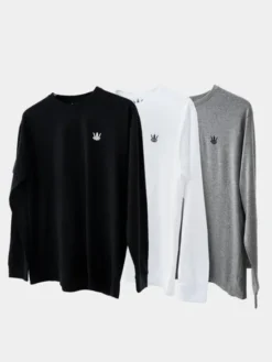Jigga Wear Longsleeve Koszulka Z Długim Rękawem Jigga Wear Mini Crown Czarna / Biała / Szara 3XL Czarny Regular Fit