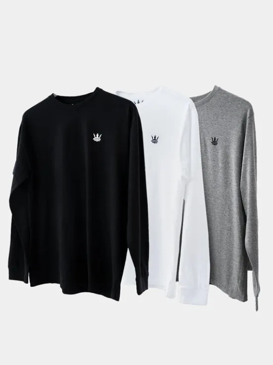 Jigga Wear Longsleeve Koszulka Z Długim Rękawem Jigga Wear Mini Crown Czarna / Biała / Szara 3XL Czarny Regular Fit