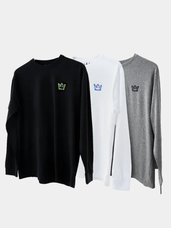 Jigga Wear Longsleeve Zestaw 3 Koszulek Z Długim Rękawem Czarna / Szara / Biała Jigga Wear Mini Spray S Czarny Regular Fit