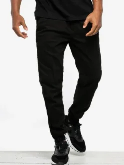 Jigga Wear Spodnie materiałowe Jogger Jigga Crown Stitch Czarne i Białe z Korona M Czarny Regular Fit
