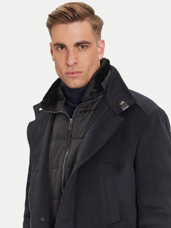 JOOP! Płaszcz wełniany 17 JO-48Gary 30048807 Granatowy Regular Fit