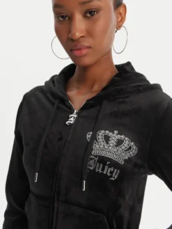 Juicy Couture Bluza Gothic Crown JCBAS126805 Czarny Slim Fit