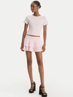 Juicy Couture Spódnica mini Smocked Terry JCGGS126006 Różowy Regular Fit