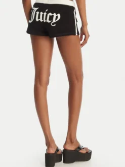 Juicy Couture Szorty sportowe Applique Terry JCWHS126315 Czarny Slim Fit