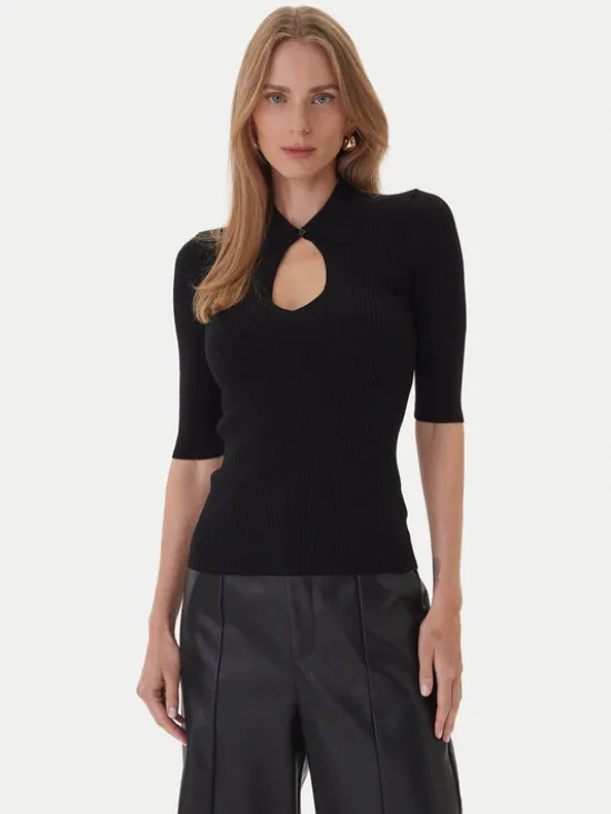 KAOS Sweter RI1NT053 0001 Czarny Regular Fit