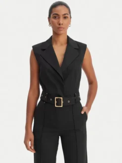 KARL LAGERFELD Kamizelka garniturowa B1W14009 Czarny Slim Fit