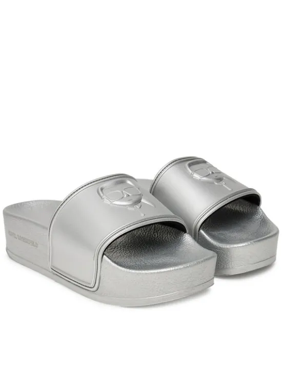 KARL LAGERFELD Klapki Kondo Maxi KL80819M Srebrny