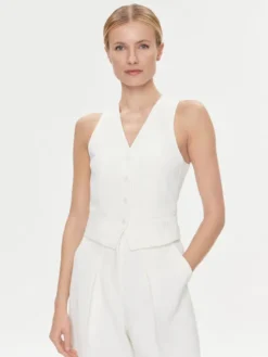 KARL LAGERFELD Komplet marynarka i kamizelka 240W1411 Biały Regular Fit
