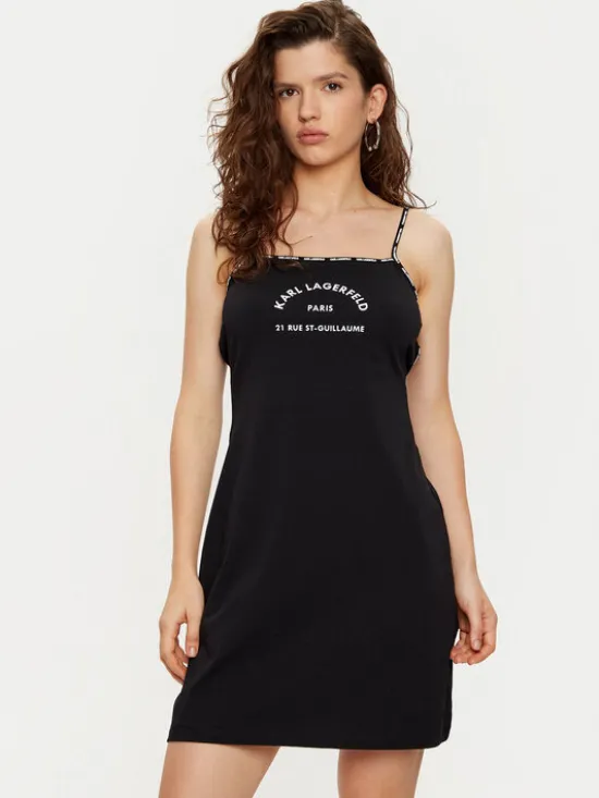 KARL LAGERFELD Koszula nocna A1W46081 Czarny Regular Fit
