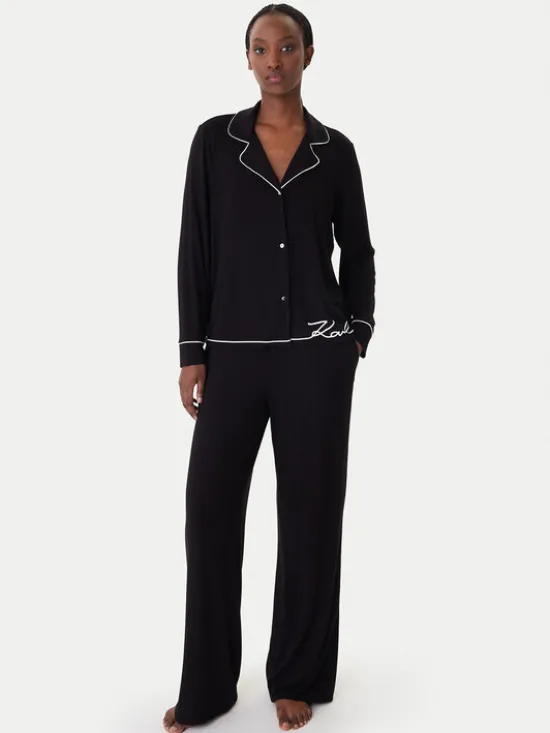 KARL LAGERFELD Piżama B1W45010 Czarny Relaxed Fit