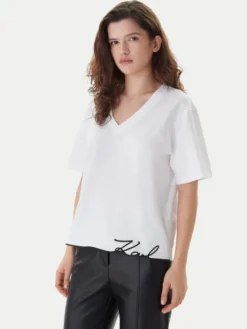 KARL LAGERFELD T-Shirt B1W17031 Biały Relaxed Fit