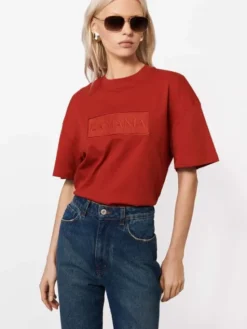La Mania T-Shirt ALISA Czerwony ciemny Basic Fit