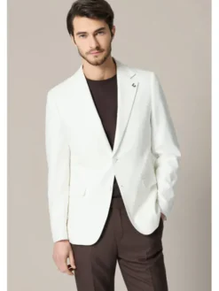 Lancerto Marynarka Bobbio MA131126000005 Biały Slim Fit