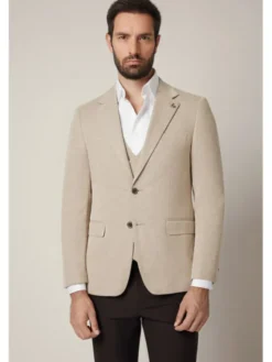 Lancerto Marynarka Offida MA131225000006 Beżowy Slim Fit
