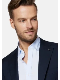 Lancerto Marynarka Performance Mix MA073123000004 Granatowy Slim Fit