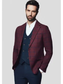 Lancerto Marynarka Scafati MA131224000003 Bordowy Slim Fit
