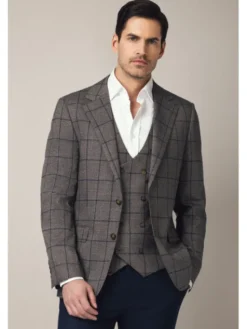 Lancerto Marynarka Sestola MA131225000019 Brązowy Slim Fit