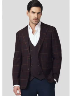 Lancerto Marynarka Sovana MA131225000015 Bordowy Slim Fit