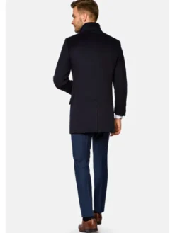 Lancerto Płaszcz wełniany Salvador KU054220000006 Granatowy Regular Fit