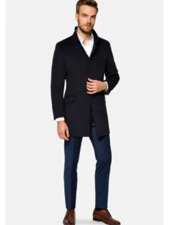Lancerto Płaszcz wełniany Salvador KU054220000006 Granatowy Regular Fit