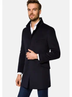 Lancerto Płaszcz wełniany Salvador KU054220000006 Granatowy Regular Fit