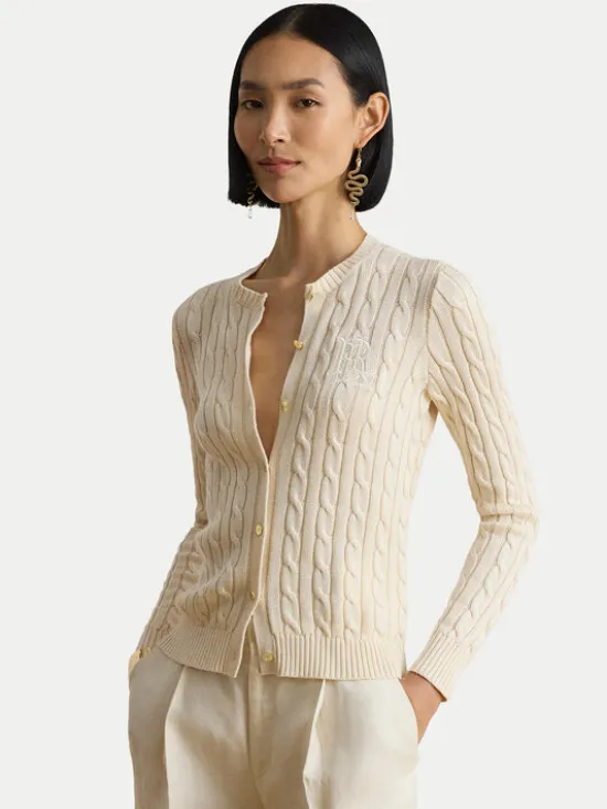 LAUREN RALPH LAUREN Kardigan 200P14040001 Kremowy Regular Fit