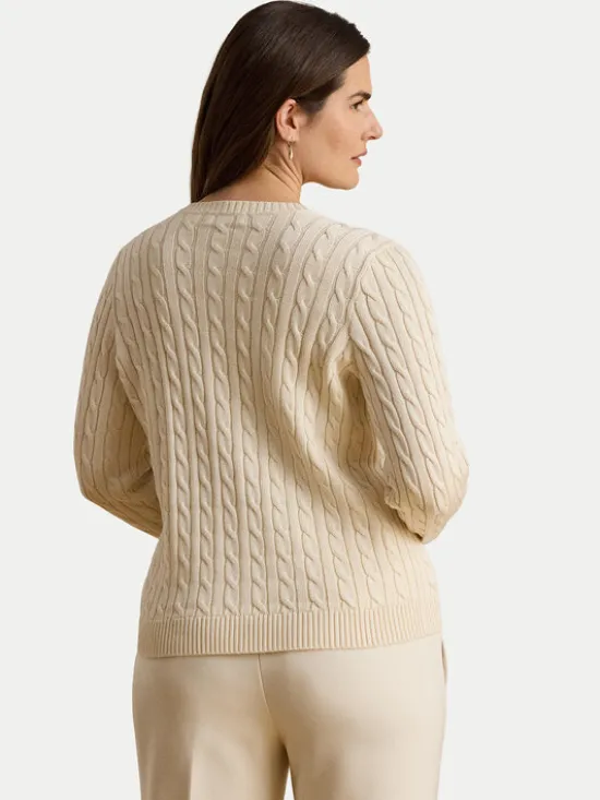 LAUREN RALPH LAUREN Kardigan 200P14040001 Kremowy Regular Fit