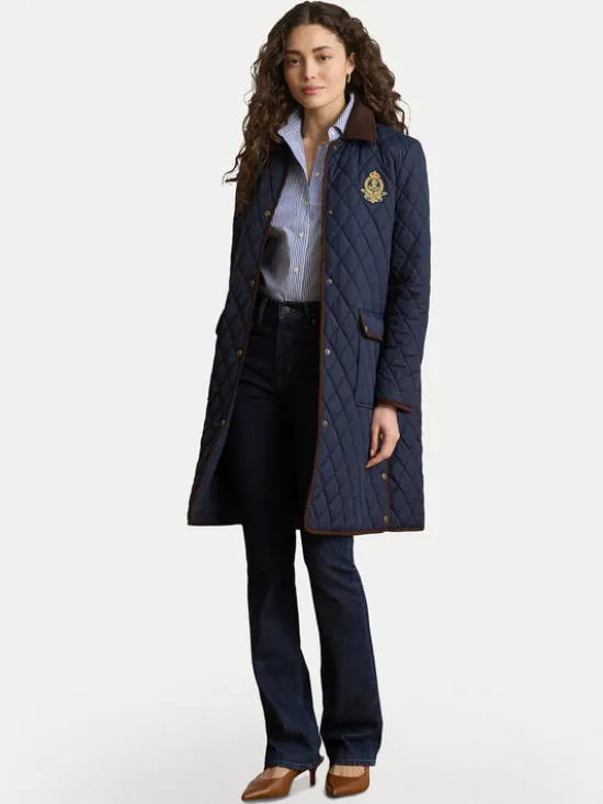 LAUREN RALPH LAUREN Kurtka przejściowa Crested 3/4 Quilt 297P18059004 Granatowy Regular Fit