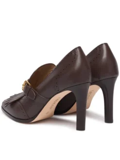 LAUREN RALPH LAUREN Półbuty Colleen Perforated Calfskin Kiltie Pump 802P02364004 Brązowy ciemny