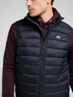 Lee Kamizelka STAND COLLAR PUFFER Czarny Regular Fit