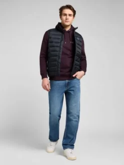 Lee Kamizelka STAND COLLAR PUFFER Czarny Regular Fit