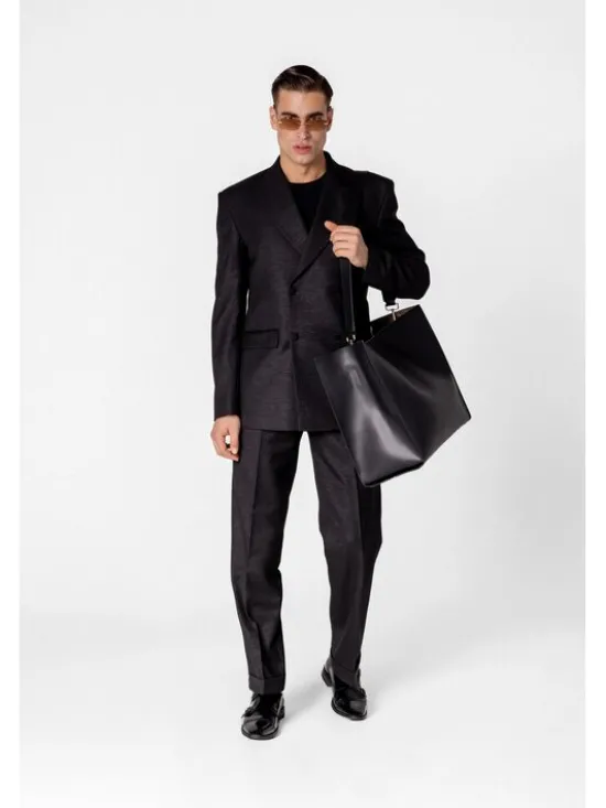 LE POSSÉ Spodnie garniturowe MJWT Czarny Regular Fit