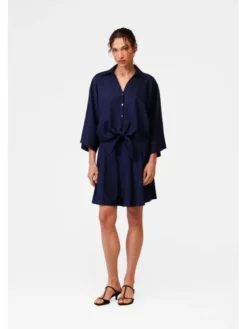 LE POSSÉ Szorty materiałowe B Granatowy Loose Fit